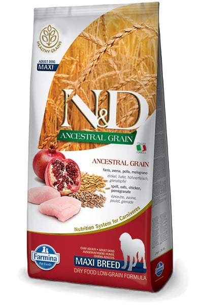 Farmina dog ancestral grain chicken spelt oats & pomegranate - adult medium & maxi, 12 kg