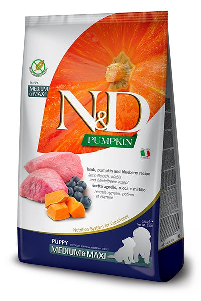 Farmina dog pumpkin, lamb & blueberry puppy – medium & maxi, 12 kg