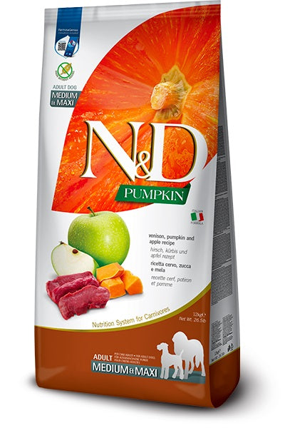 Farmina dog pumpkin venison & apple - adult medium & maxi, 12 kg