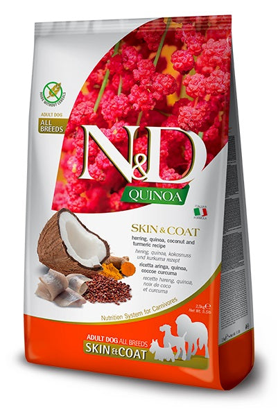 Farmina dog quinoa skin & coat herring & coconut - adult all breeds, 7 kg