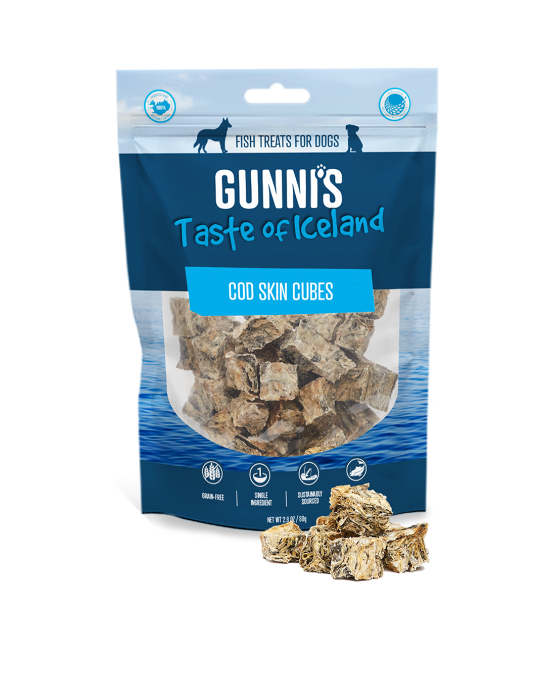 GUNNI´S - torskeskinn kuber 80g