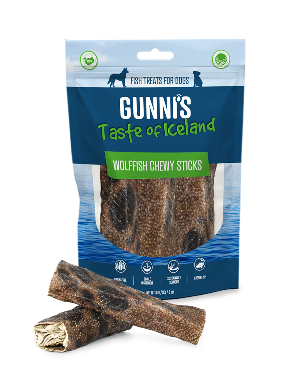 GUNNI´S - steinbit chewy sticks 90g (3 stk)