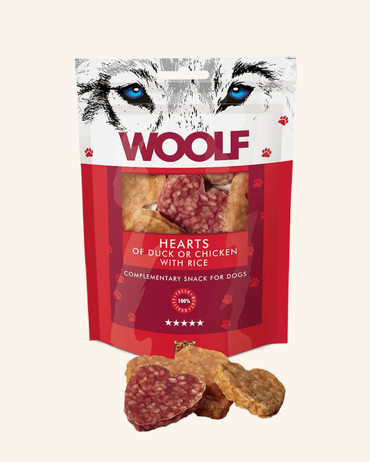 Woolf - hjerter av and eller kylling med ris 100g